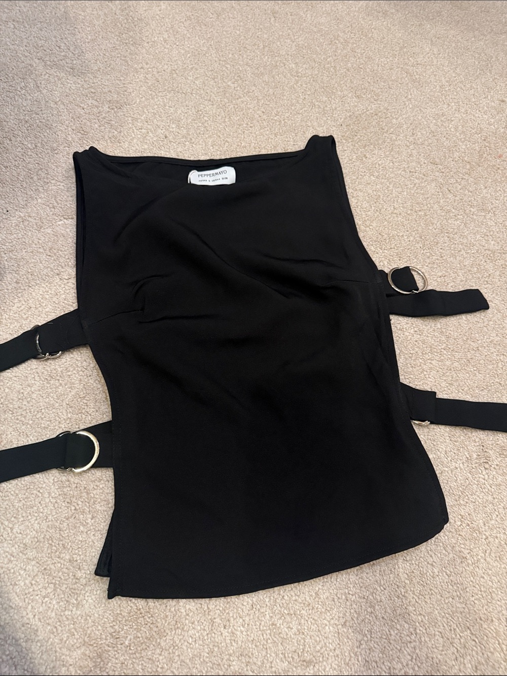 Peppermayo Black Ring-Detail Strappy Camisole